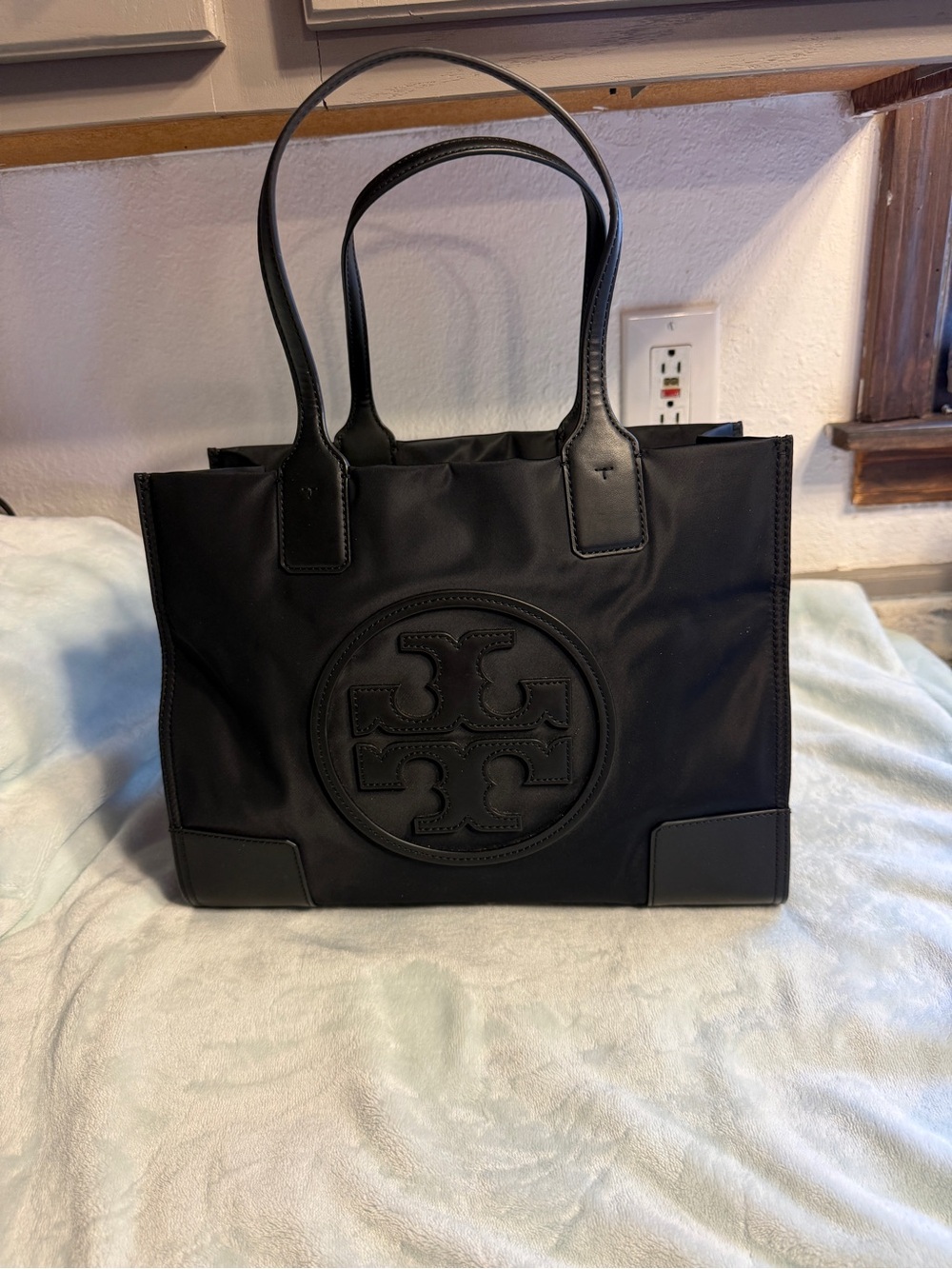 Tory Burch Black Nylon Logo Messenger Tote